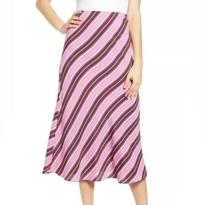 Leith Bias Diagonal Striped Elastic Waist Skirt